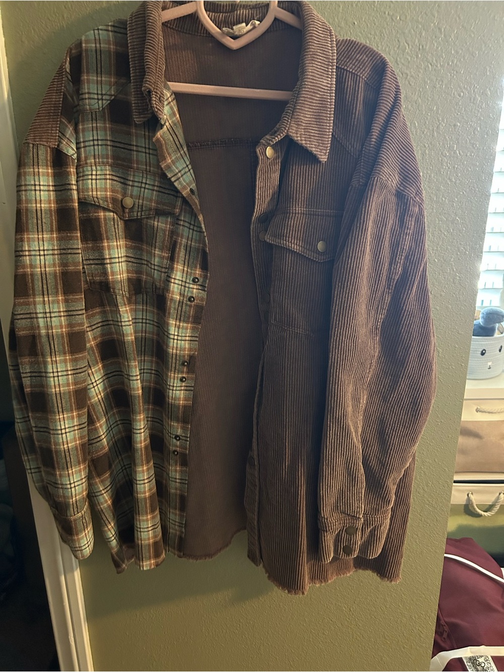 NWOT Oli & Hali Brown Corduroy and Plaid Shirt Jacket